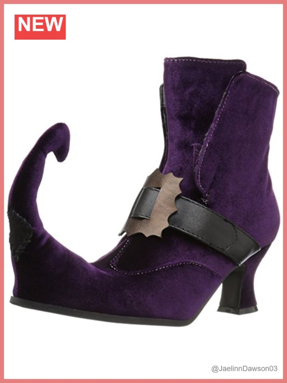 Women's Purple Ankle Booties with Block Heel and Buckle - Pointed Toe